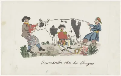 Spotprent op de beraadslagingen van het Congres over de koningskeuze, 1831
