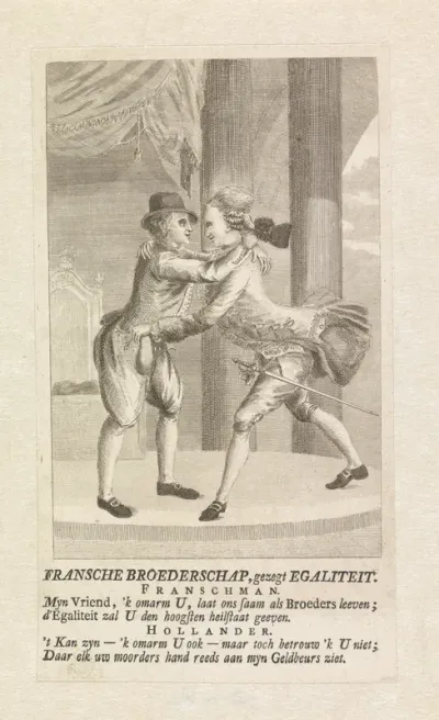 Spotprent op de Franse broederschap, 1793