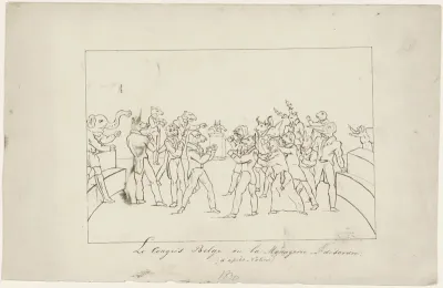 Spotprent op de onenigheid in het Belgische Nationale Congres over het verkiezen van een koning, 1831
