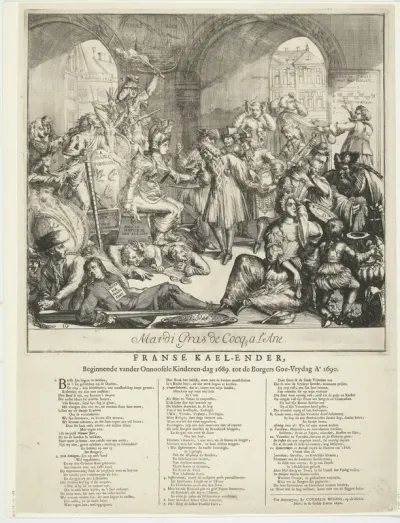 Spotprent op de onenigheid tussen Willem III en Amsterdam, 1690