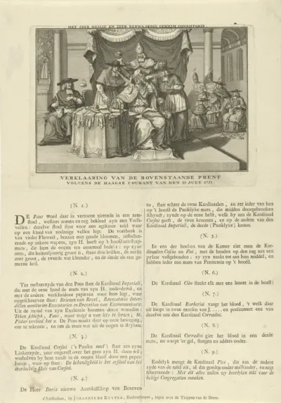 Spotprent op de paus en kardinalen, 1731