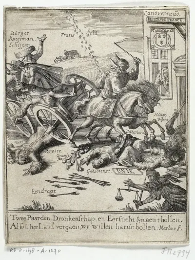 Spotprent op de vermeende Fransgezindheid van Amsterdam, 1690