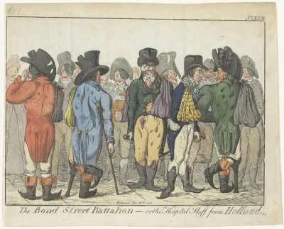 Spotprent op de zogenaamde Londense oorlogsslachtoffers, 1799