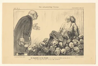 Spotprent op het Europese kapitalisme en de Russische boeren