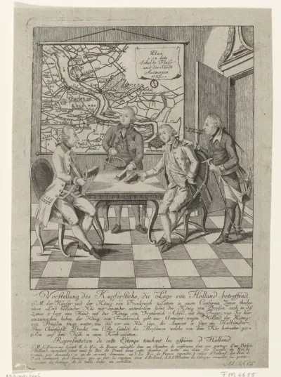 Spotprent op het Verdrag van Fontainebleau, 1785