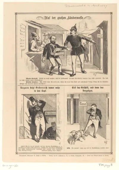 Spotprent op koning Willem III en de Luxemburgse kwestie, 1867