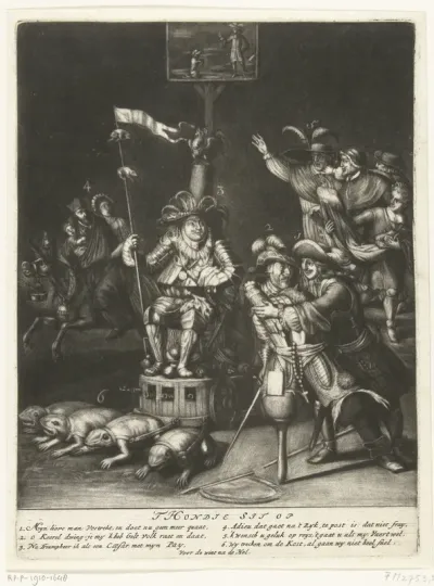 Spotprent op Lodewijk XIV en de dauphin, 1689