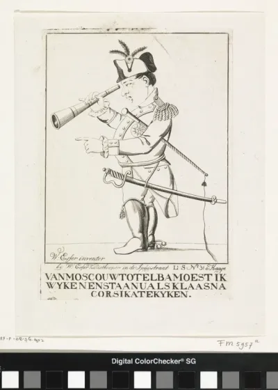 Spotprent op Napoleons verbanning naar Elba, 1814