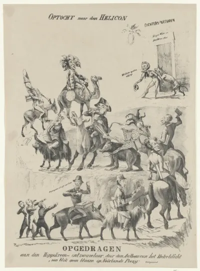 Spotprent op Nederlandse dichters, 1841