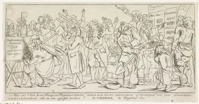 Spotprent op verwerping van het Plan van Constitutie, 1797