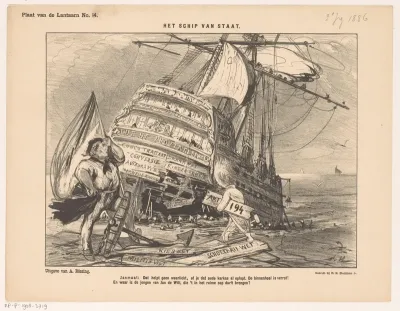 Spotprent over de grondwetsherziening in 1886