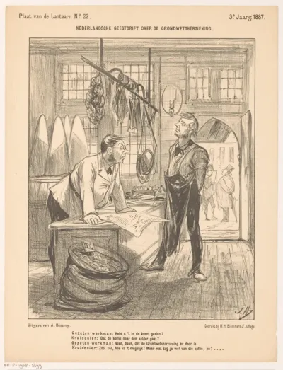 Spotprent over de wijzigingen in de grondwet in 1887