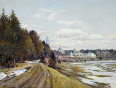 Spring landscape on the Volga