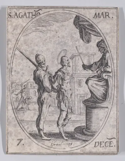St. Agathon, Martyr, December 7th, from "Les Images De Tous Les Saincts et Saintes de L'Année" (Images of All of the Saints and Religious Events of the Year)