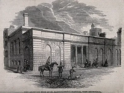 St Bartholomew's Hospital, London: the receiving room, seen from Smithfield