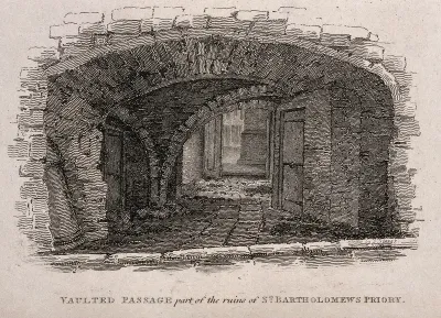 St Bartholomew's Priory, London: a vaulted passage