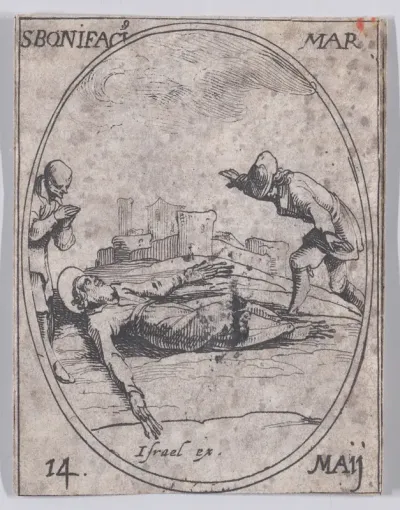 St. Boniface, Martyr, May 14th, from "Les Images De Tous Les Saincts et Saintes de L'Année" (Images of All of the Saints and Religious Events of the Year)