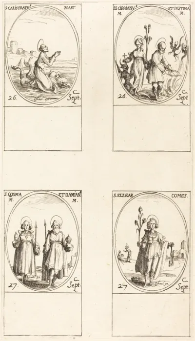 St. Calistratus; Sts. Cyprian and Justina; Sts. Comus and Damian; St. Elzear, Count
