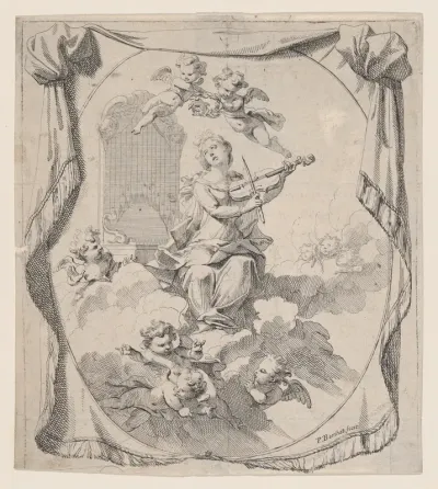 St. Cecilia on Clouds Upheld by Angels