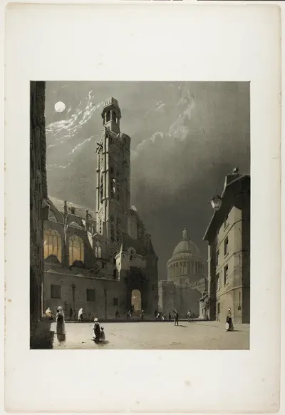 St Etienne du Mont and the Pantheon, Paris, plate 20 from Picturesque Architecture in Paris, Ghent, Antwerp, Rouen, Etc.
