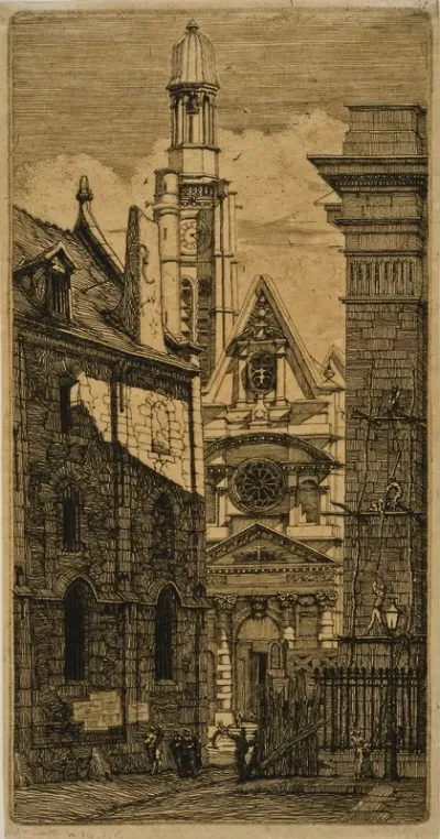 St. Etienne du Mont, Paris, from Eaux fortes sur Paris