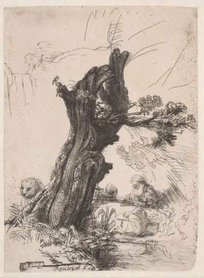 St. Hieronymus ved et stynet piletræ