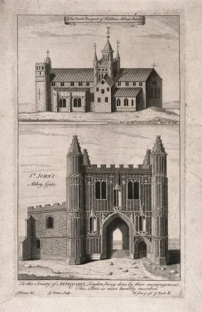 St John's Abbey Church, above, and St John's Gate, below, Clerkenwell, London