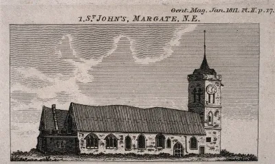 St. John's Church, Margate, Kent. Line engraving