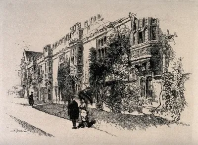 St. John's College, Oxford. Etching by J. Pennell