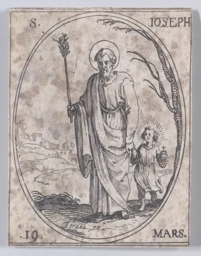 St. Joseph, March 19th, from "Les Images De Tous Les Saincts et Saintes de L'Année" (Images of All of the Saints and Religious Events of the Year)