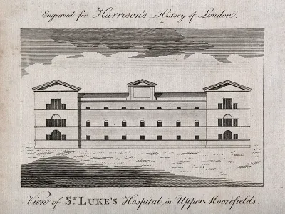 St. Luke's Hospital, Moorfields, London. Engraving