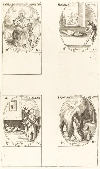 St. Mary of Mont Carmel; St. Raineldis; St. Alexis; St. Arnold of Metz