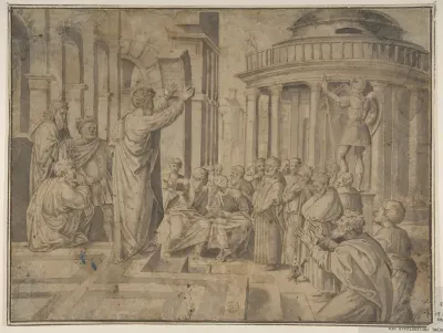St. Paul preaching at Athens (Copy of Raphael's tapestry, reversed)
