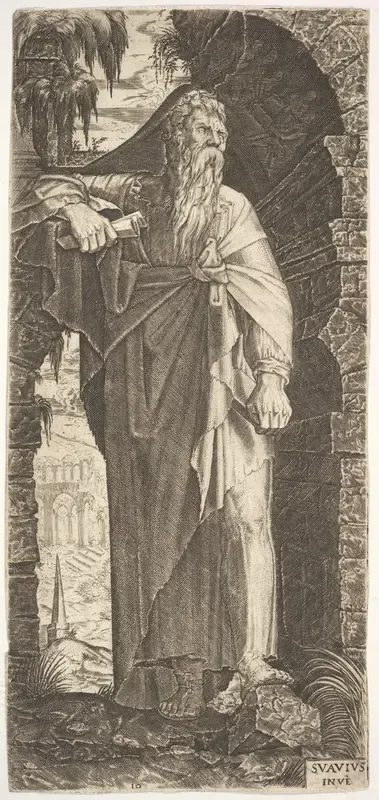 St. Paul standing under an overgrown arch, from "Christ and the Twelve Apostles"