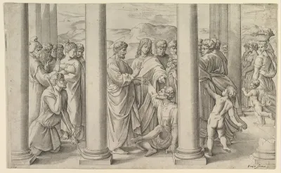 St. Peter and St. John healing the lame man at the gate of the temple