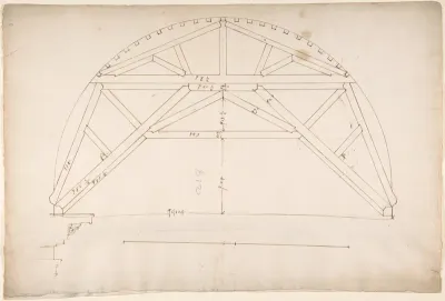 St. Peter's, centering truss, tunnel vault, section (recto) 
blank (verso)