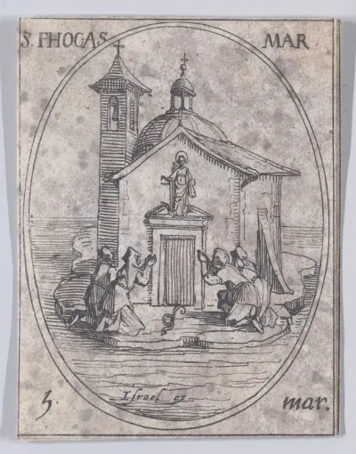 St. Phocas, Martyr, March 5th, from "Les Images De Tous Les Saincts et Saintes de L'Année" (Images of All of the Saints and Religious Events of the Year)