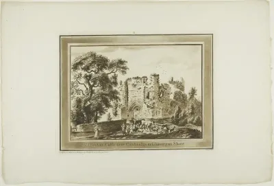 St Quintin's Castle near Cowbridge in Glamorgan Shire, plate three from Twelve Views in South Wales