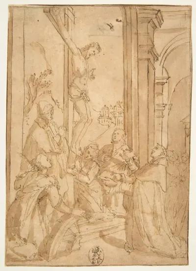 St. Thomas Aquinas Presenting His Work to the Crucified Christ