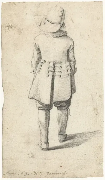 Staand jongetje, van achteren gezien