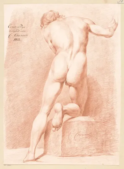 Staand mannelijk naakt, op de rug gezien (1e prijs 1802)