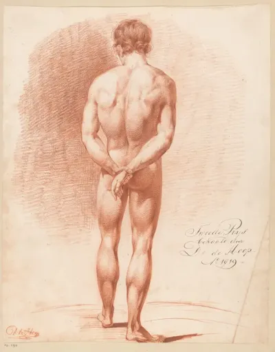 Staand mannelijk naakt, op de rug gezien (2e prijs 1819)