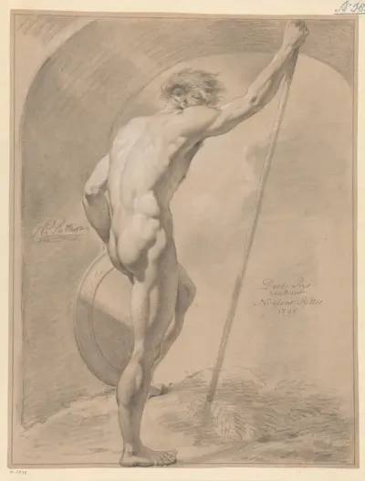 Staand mannelijk naakt, op de rug gezien (3e prijs 1795)