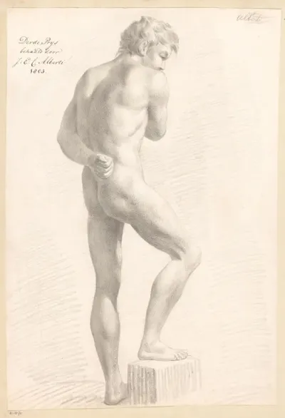 Staand mannelijk naakt, op de rug gezien (3e prijs 1803)