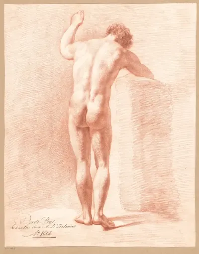 Staand mannelijk naakt, op de rug gezien (3e prijs 1808)