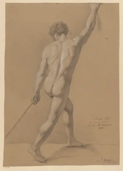 Staand mannelijk naakt, op de rug gezien (3e prijs 1812)