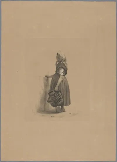 Staand meisje met pluimveemand