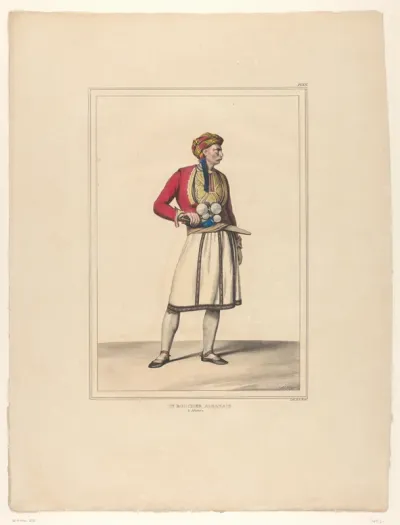 Staande Albanese slager in Athene