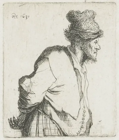 Staande boer met de handen op de rug
