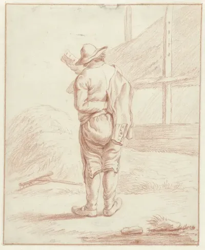 Staande boer, van achteren